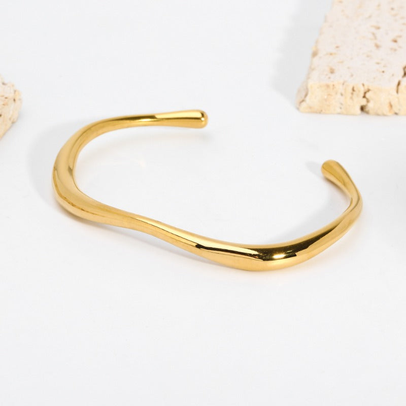 Wholesale Simple Irregular Titanium Steel Fashionable Versatile Stainless Steel Open Non-fading Bracelet